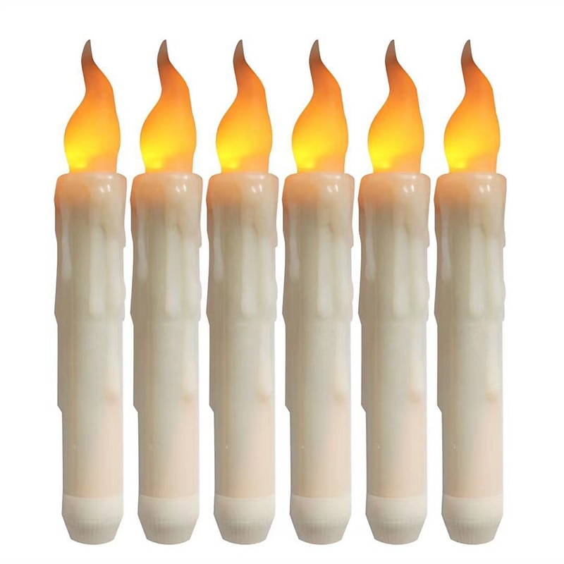 6/12 Uds velas led luces 6,5 pulgadas 16,5 cm velas cónicas led sin llama blancas velas cónicas colgantes que funcionan con pilas candelabros de batería parpadeantes para fiesta iglesia halloween 2025 - $23.19 –P16