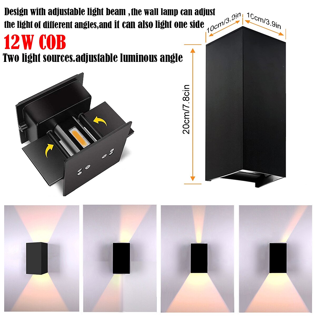 LED Outdoor/Indoor Wall Lamp 2 Heads 12W 4 Heads 20W Adjustable Beam Angle LED Porch Lamp Outdoor Lamp Applicable to House Terrace and Porch AC85-265V 2025 - $54.99 –P5