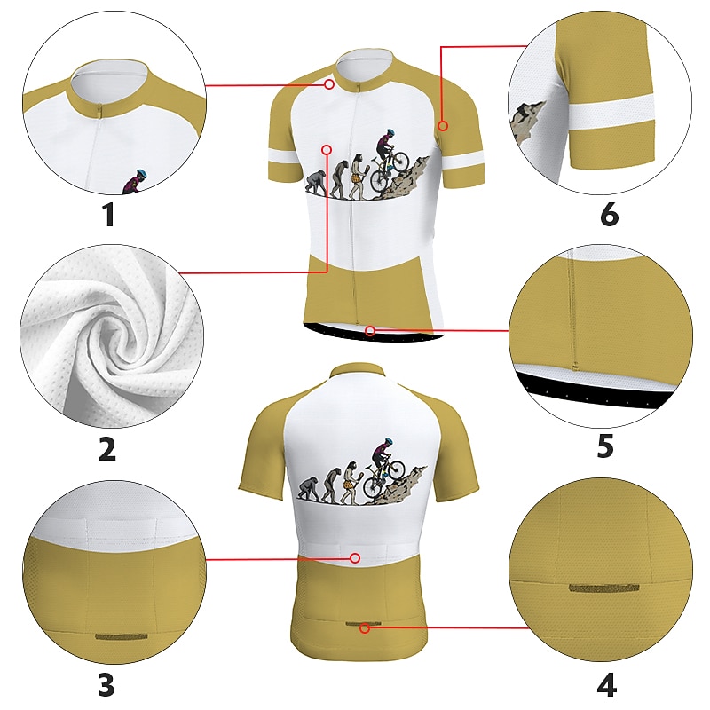 Ανδρικά Φανέλα ποδηλασίας Με Μοτίβο Αστείος Εξέλιξη Κοντομάνικο Ποδήλατο Αθλητική μπλούζα Μπολύζες με 3 πίσω τσέπες Ποδηλασία Βουνού Ποδηλασία Δρόμου 2026 - $30.99 –P10