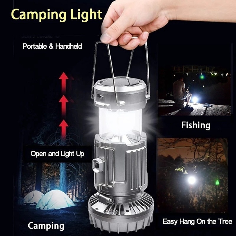 Solar Rechargeable Camping Lantern & Portable Outdoor Handheld Led