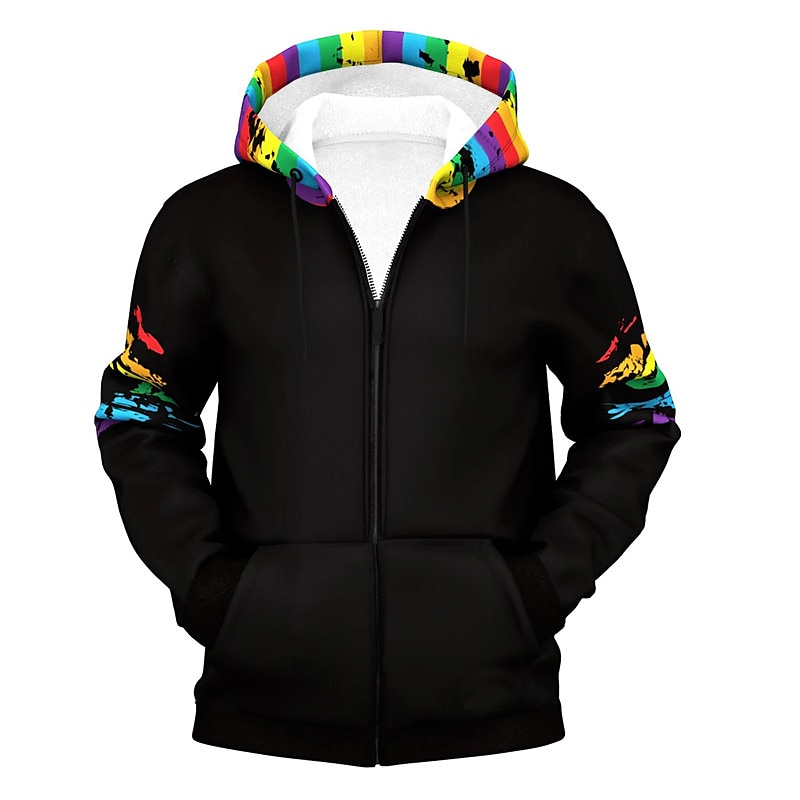 Homens Arco-Íris Estampas Abstratas Moletom Moletons Full Zip Hoodie Manga Longa Moletom com capuz Com Capuz Roupa de rua Impressão 3D Desportos e Ar livre Diário Esportes Preto Zíper Imprimir de 2025 por $27.99 –P2