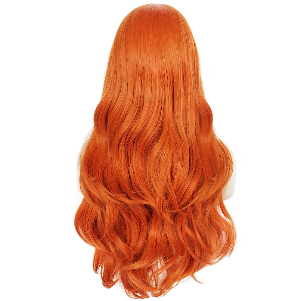 28 70cm Kim Possible Wig for Women Long Ginger Orange Wavy Wig