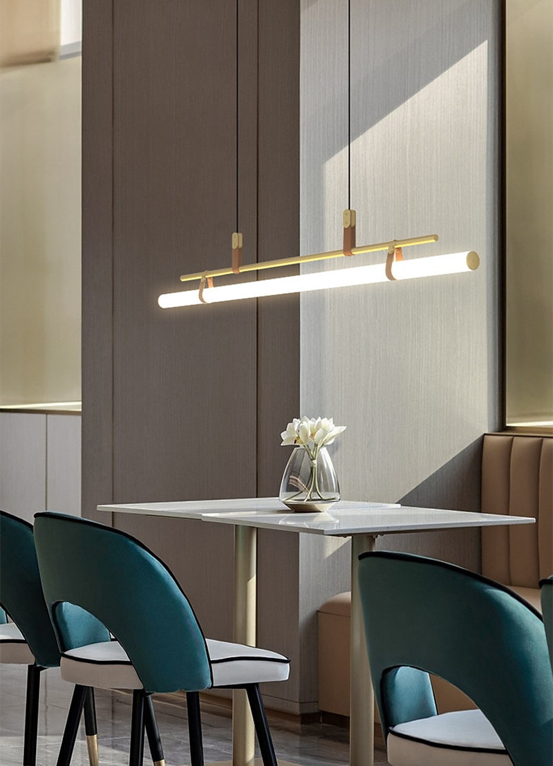 Lampada a sospensione a led da 80 cm linea moderna design catena lampada a sospensione regolabile per cucina sala da pranzo soggiorno nero e oro 110-120v 220-240v del 2025 a $279.99 –P1