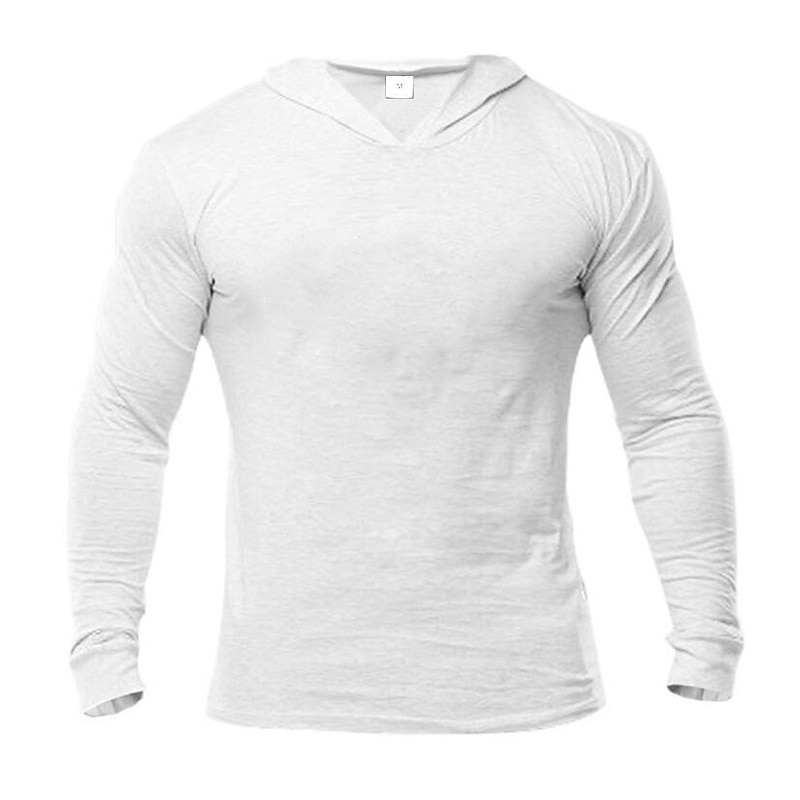 Men's Workout Shirt Running Shirt Long Sleeve Top Spring Hooded Spandex Breathable Quick Dry Soft Gym Workout Running Sportswear Activewear Solid Colored Black White Dark Navy 2025 - $15.99 –P10