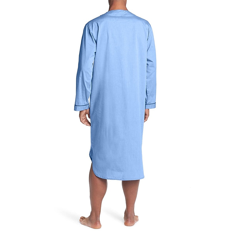 Hombre Pijamas Ropa de salón Bata de noche Pijama 1 pc Color puro Moda Confort Suave Hogar Cama Poliéster Transpirable Escote en V Manga Larga Básico Primavera Otoño Negro Blanco 2026 - $28.99 –P2