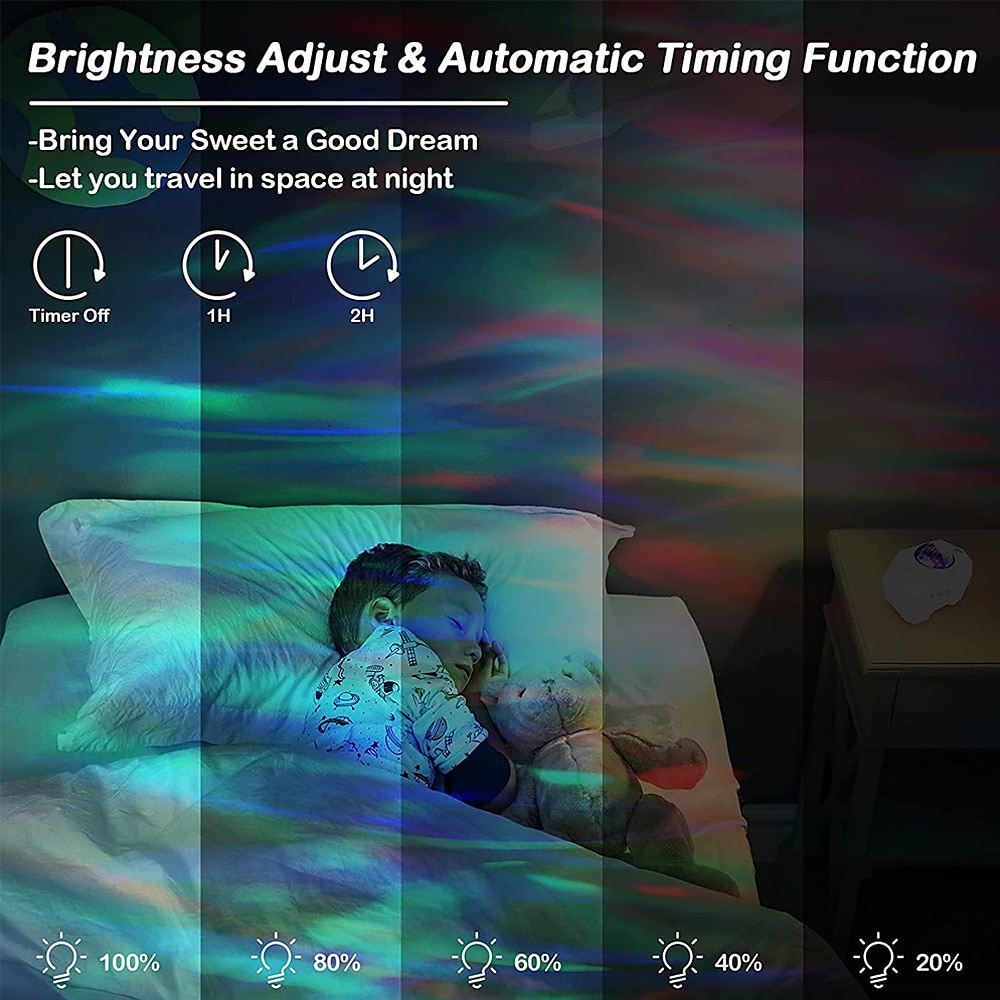 Proiettore di stelle Aurora Galaxy Luce proiezione di stelle con altoparlante musicale Proiettore luce notturna con luna Proiettore aurora boreale per camera da letto/sala giochi/home del 2025 a $79.99 –P8