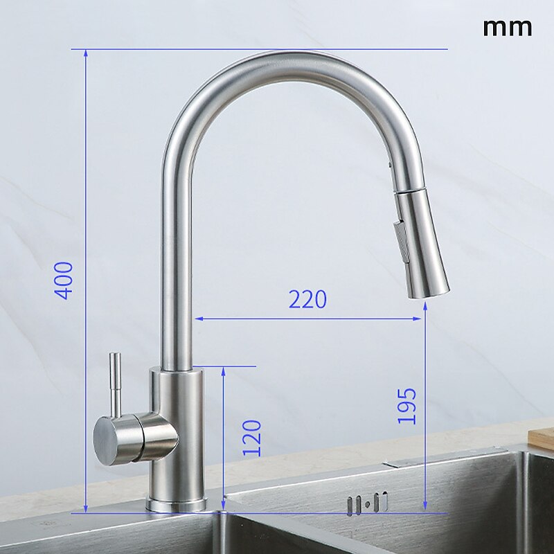 Grifo monomando para fregadero de cocina con rociador extraíble de acero inoxidable, grifos de cocina extraíbles de un solo mango giratorios 360 montados en cubierta 2025 - $61.99 –P5