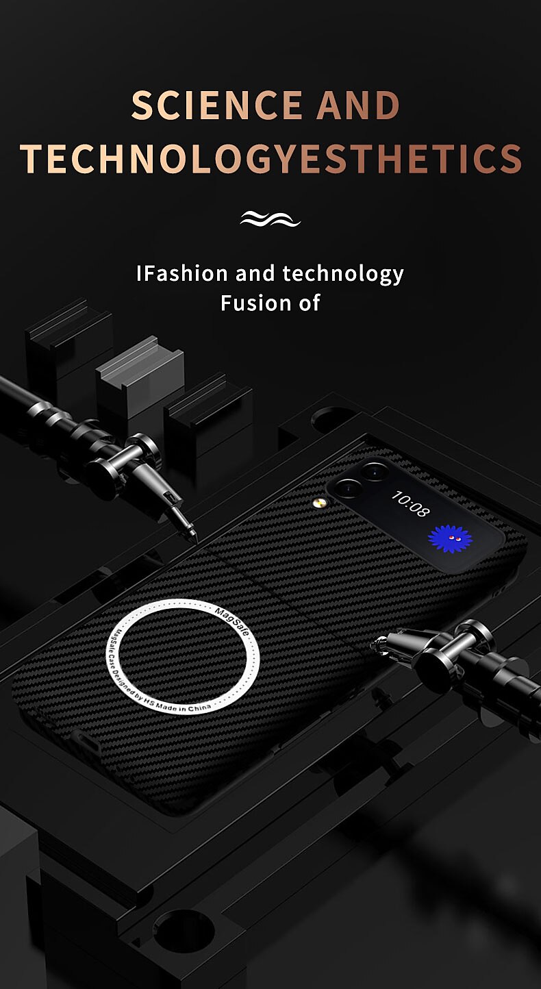 Phone Case For Samsung Galaxy Z Flip 6 Z Flip 5 Z Flip 4 Z Flip 3 With Magsafe Flip Magnetic Full Body Protective Lines / Waves PC 2025 - $25.99 –P8
