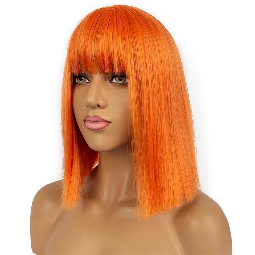 perucas curtas bob com franja para mulheres cabelo sintético liso bob corte peruca comprimento dos ombros moda bob cosplay peruca para menina colorido traje perucas peruca de carnaval de 2025 por $30.99 –P3