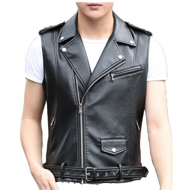 Per uomo Gilet in pelle Sportivo Moto Casual quotidiano Di moda Autunno Bordo in pelliccia sintetica Ecopelle Tenere al caldo Anti-pioggia Leggero Colore puro Cerniera Bavero Morbido Nero Gilet del 2025 a $49.99 –P2