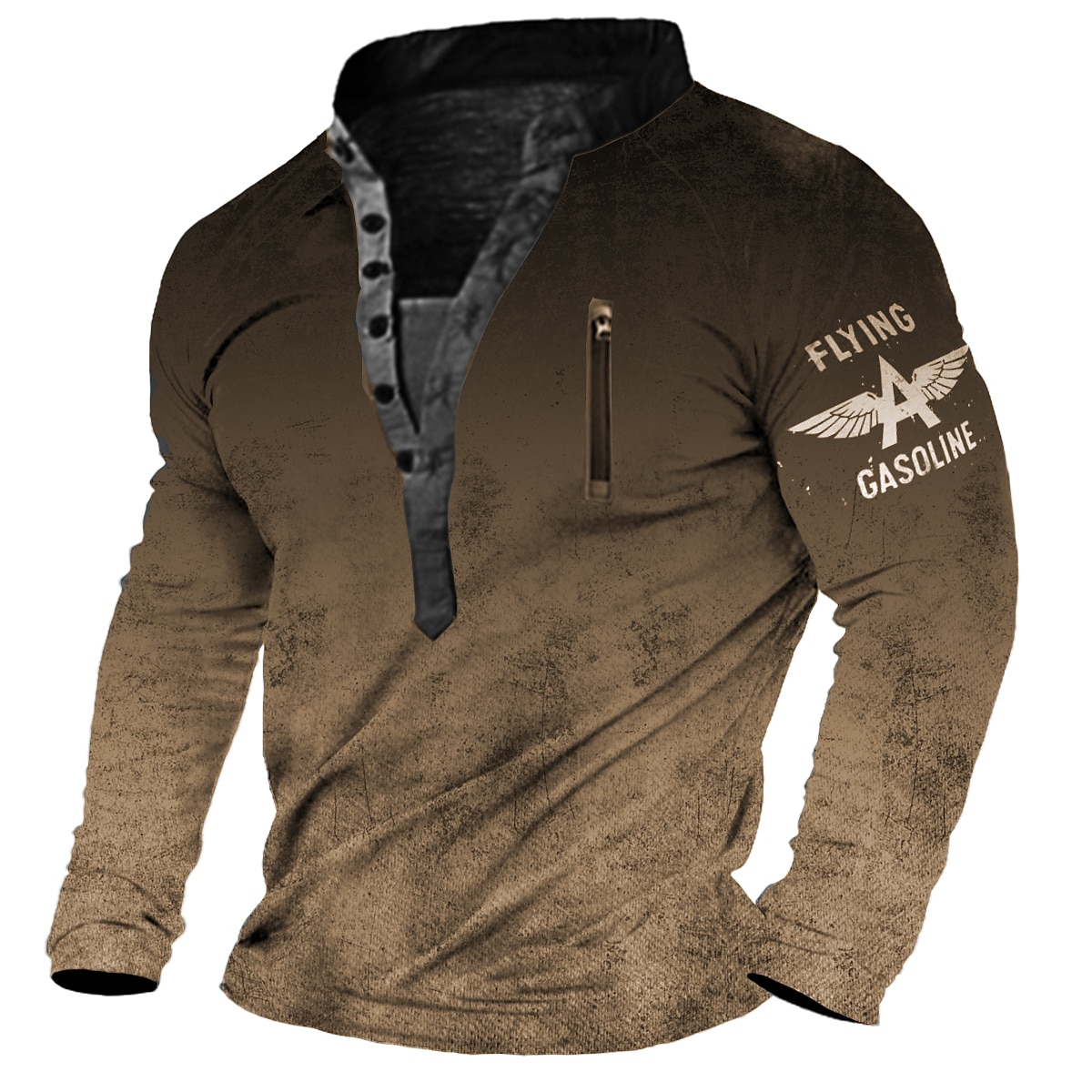Hombre Letra Estampados Sudadera Pull-over Manga Larga Camisa de entrenamiento Cuello Mao cuello henley Vintage Ropa de calle Design Impresión 3D Casual Diario Deportes Cremallera Otoño Primavera 2025 - $32.99 –P2