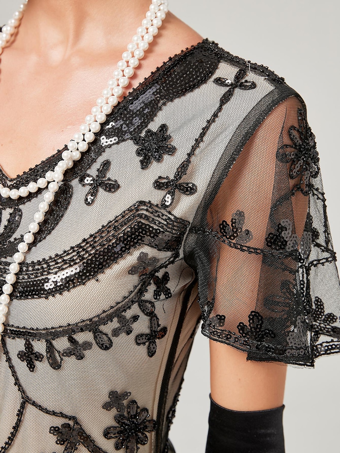 Anni Ruggenti Anni 1920 Lunghezza alla caviglia Vestito Abito da sera Abito da Ballo Normale Maniche corte Il grande Gatsby Charleston Invitato al matrimonio Paillettes Scollo a V Costume Per donna del 2026 a $56.99 –P7