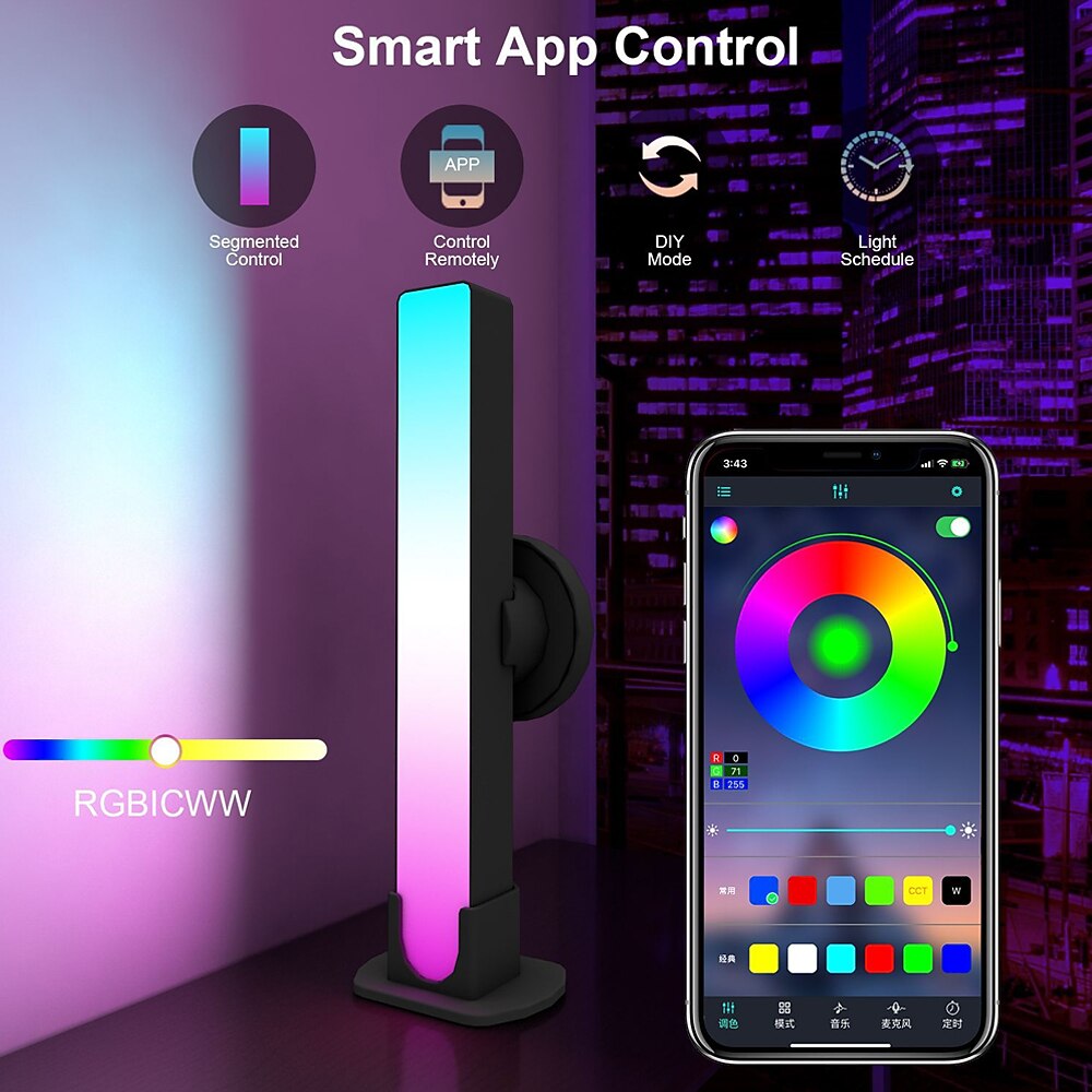 RGB светодиодная умная световая панель WiFi Bluetooth настольный фоновый атмосферный свет музыка синхронизация телевизора стенка компьютерная игровая спальня ночной свет Shustar 2025 - $43.99 –P2