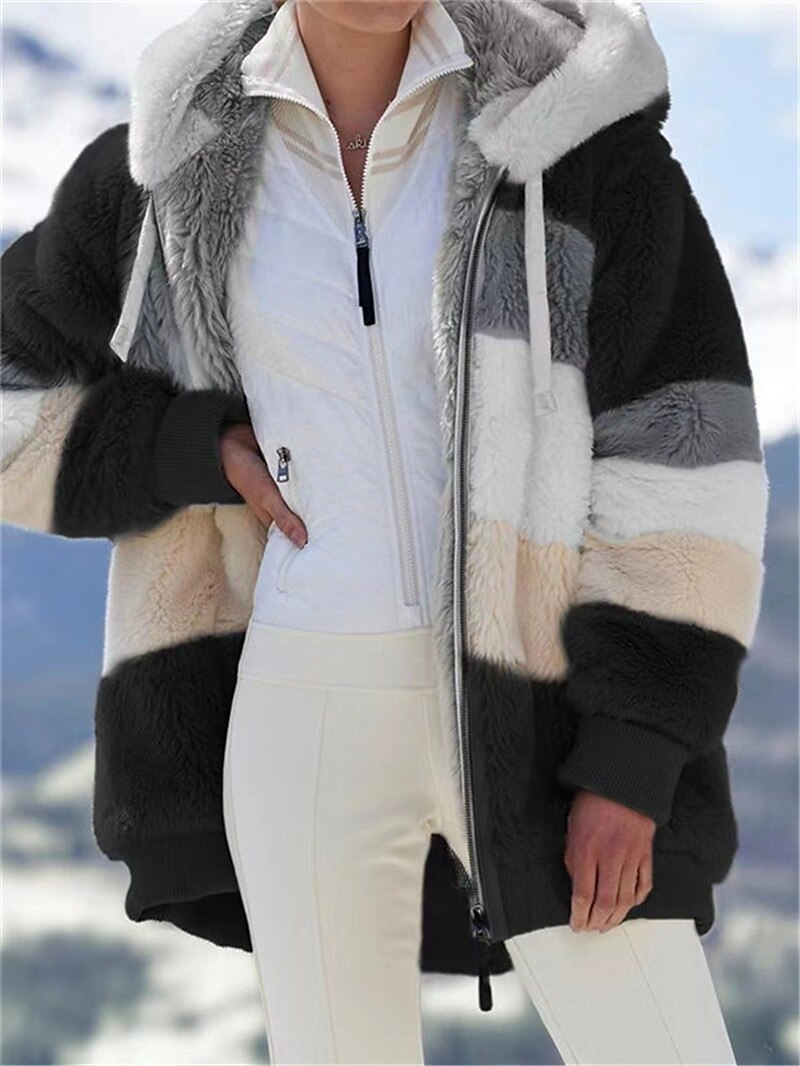 Women's Faux Fur Fleece Coat, Fall And Winter Fashion Short