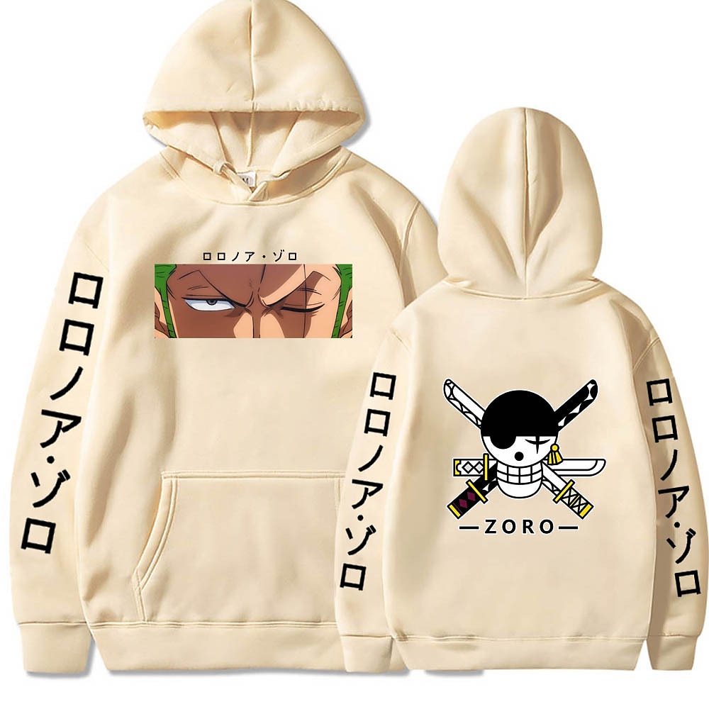 One Piece Roronoa Zoro Felpa con cappuccio Anime Cartone animato Manga  Tasca frontale Grafica Felpa con