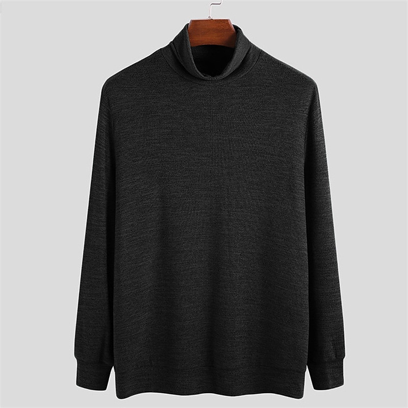Herren T Shirt Rollkragenhemd Langarmshirt Langarm Gerollter Kragen Frühling Herbst Einfach Mode Lässig Klumpig Urlaub Lässig Wochenende Schwarz Grün Grau Top T-Shirt für Herren 2025 - $22.99 –P6