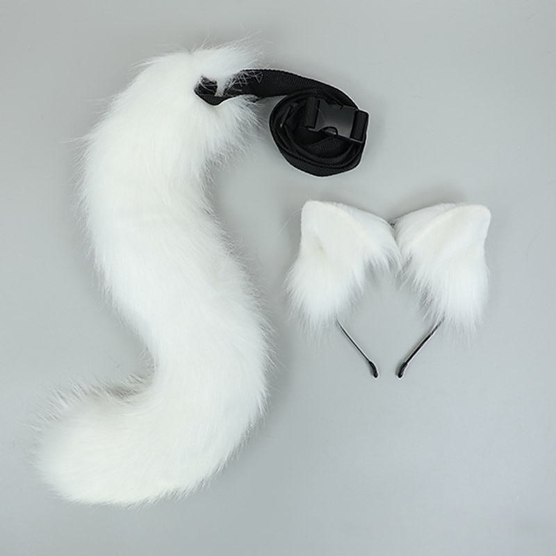 chlupatá liška kočka vlk čelenka ocas flexibilní umělá kožešina uši karneval vánoční večírek lolita cosplay kostýmy fursuit sada doplňků maškarní párty dárek 2025 - $34.99 –P8