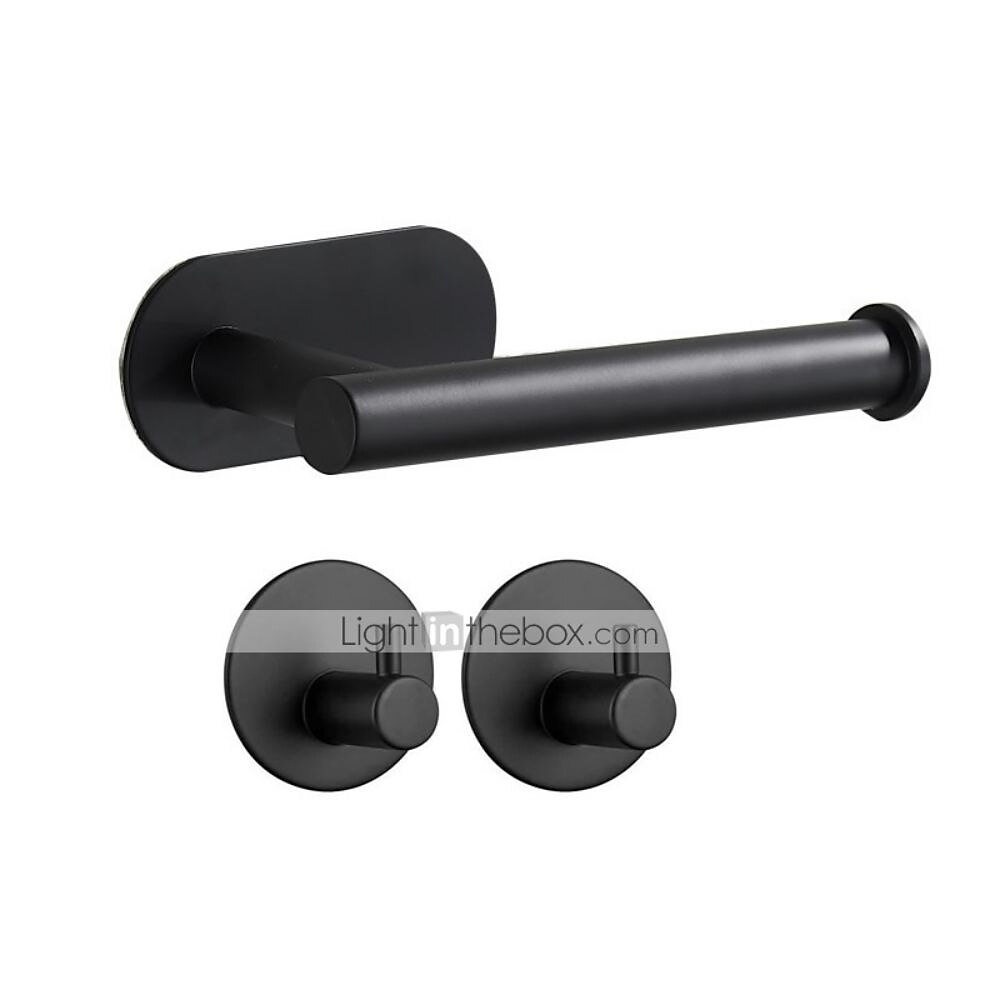 Toilet Paper Holder & 2Wall Hooks Sets Self Adhesive Wall Mount Stainless Steel Bathroom Accessories(Black/Golden/Silvery) 2025 - $12.99 –P9