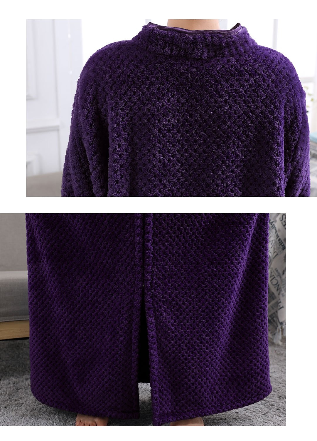 dames fleece gewaden fluffy fuzzy warme pyjama jurk badjassen nachtjapon 1 stuks pure kleur pluche eenvoudig comfort thuis dagelijks bed koraal fluweel warm ademend v draad lange mouw basic herfst 2025 - $44.99 –P9