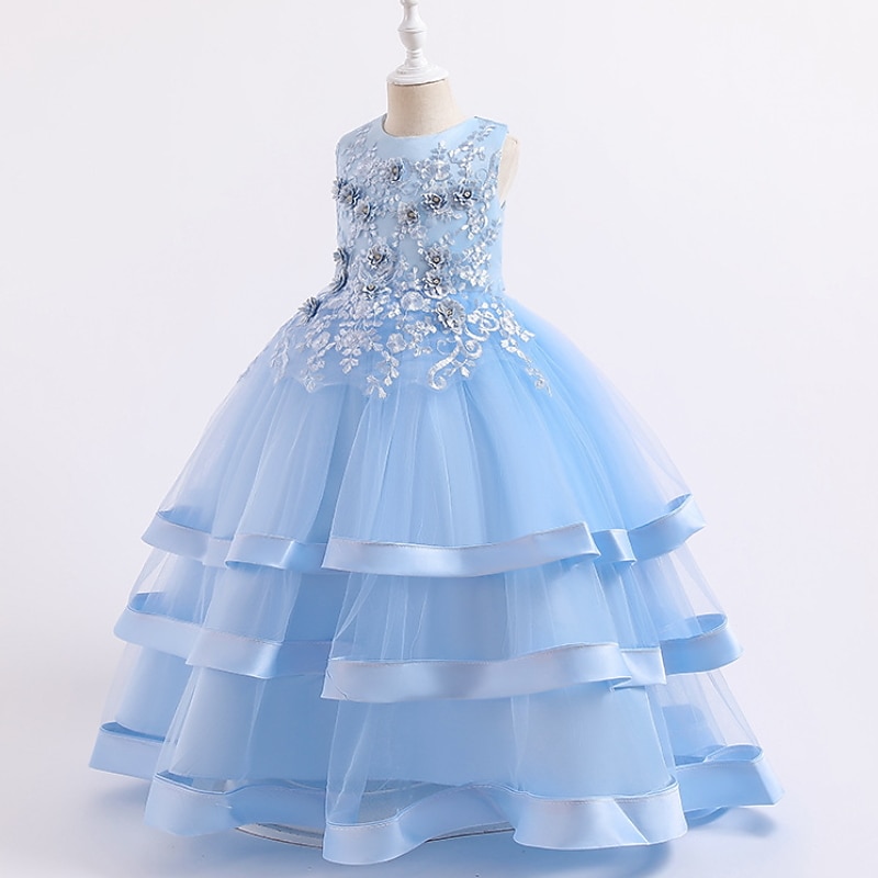 Barn Flickor Klänning Solid färg Ärmlös Bröllop Fest Prinsessa Skön Bomull A linjeklänning Sommar Vår 3-12 år bule Cameo brun Vit 2025 - $47.99 –P7