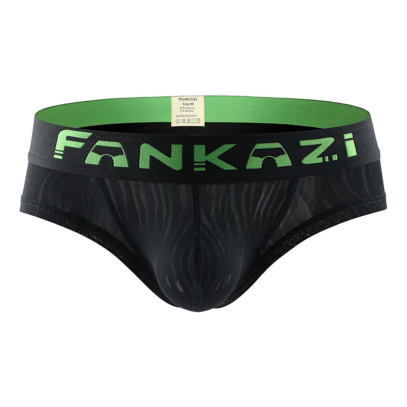 Men's 1pack Underwear Basic Panties Boxers Underwear Briefs Print Polyester Antibacterial Leak Proof Letter Mid Waist Black White 2025 - $9.99 –P5
