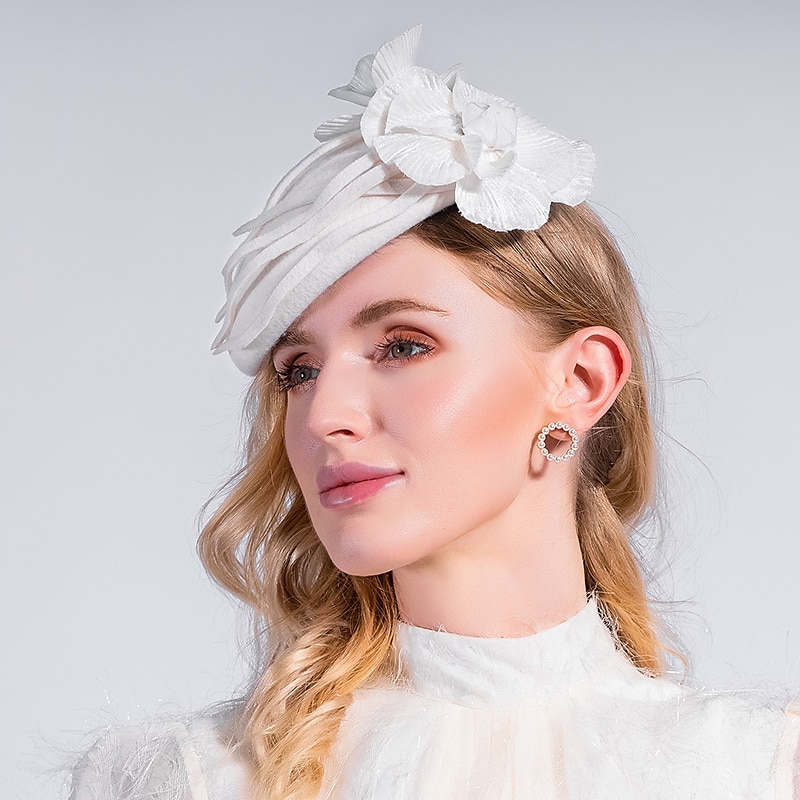 klobouky pokrývky hlavy 100% vlna baret klobouk fedora klobouk podzim svatební párty / večer kentucky derby koktejl královský astcot módní elegantní s hladkou čepicí pokrývka hlavy pokrývka hlavy 2025 - $50.99 –P4