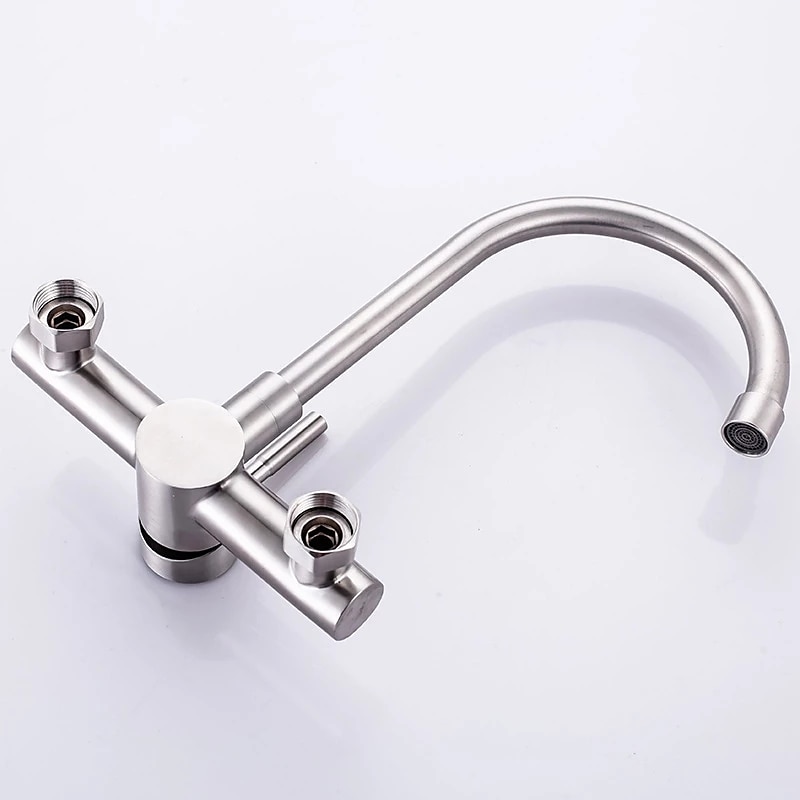 Kitchen Faucet,Stainless Steel Rotatable Wall Mounted Single Handle Two Holes Kitchen Taps with Hot and Cold Switch 2025 - $80.99 –P9