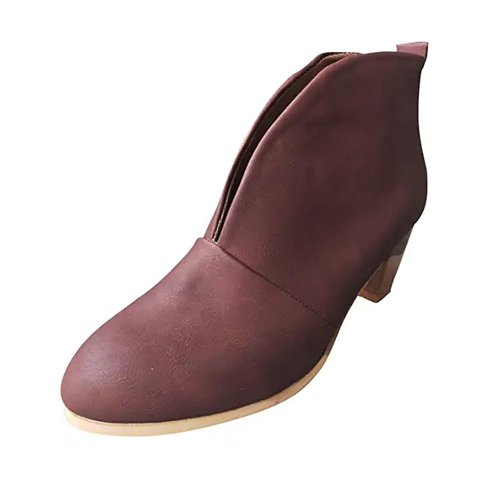 Women's Black Ankle Boots – Trendy V-Cut Slip-On Booties with Chunky Block Heels for Casual & Fall Outfits 2025 - $42.99 –P4