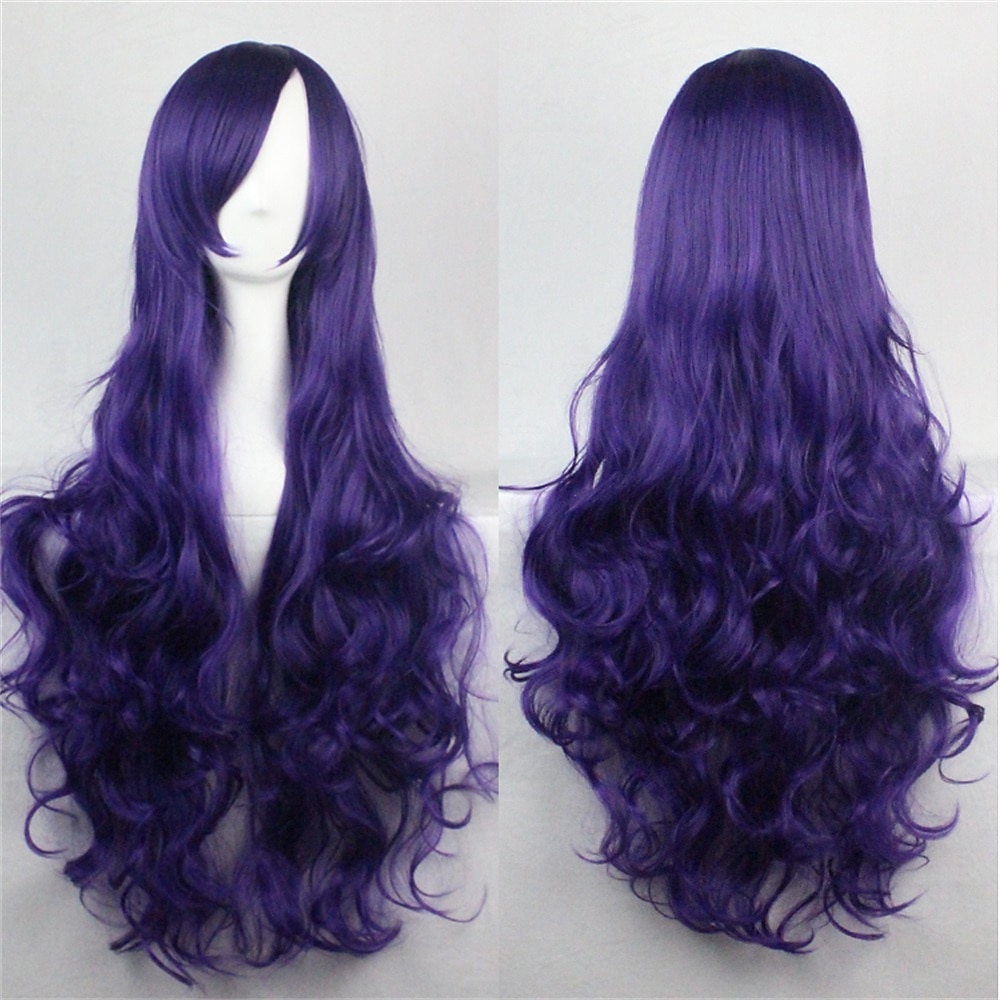 parrucca cos parrucca 80 cm capelli ricci lunghi capelli ricci multicolori in seta ad alta temperatura parrucche anime di halloween del 2025 a $16.99 –P12