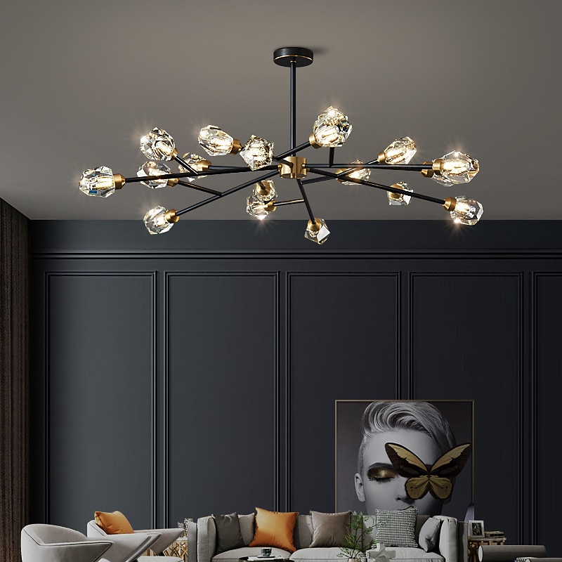 115/123 cm πολυέλαιος led κρυστάλλινος φωτιστικό οροφής χαλκού μοντέρνα τραπεζαρία σαλόνι 220-240v 2026 - $1088.63 –P10