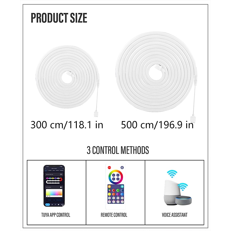 3 m/5 m rgbic bandes lumineuses néon avec wifi néon corde lumière bricolage barre lumineuse app contrôle musique synchronisation tv rétro-éclairage jeu salon chambre décoration de 2025 ? $32.99 –P1