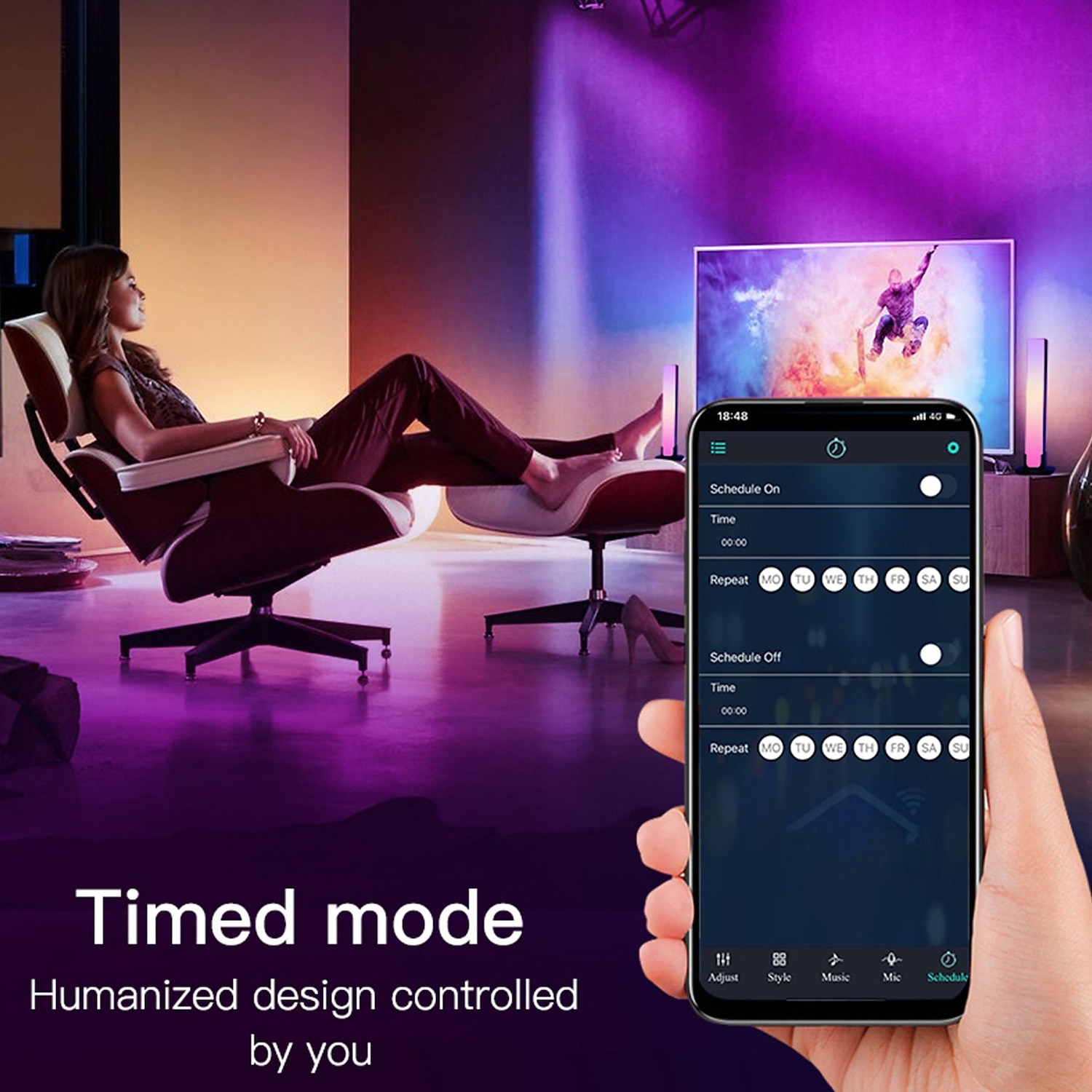 RGB светодиодная умная световая панель WiFi Bluetooth настольный фоновый атмосферный свет музыка синхронизация телевизора стенка компьютерная игровая спальня ночной свет Shustar 2025 - $43.99 –P12