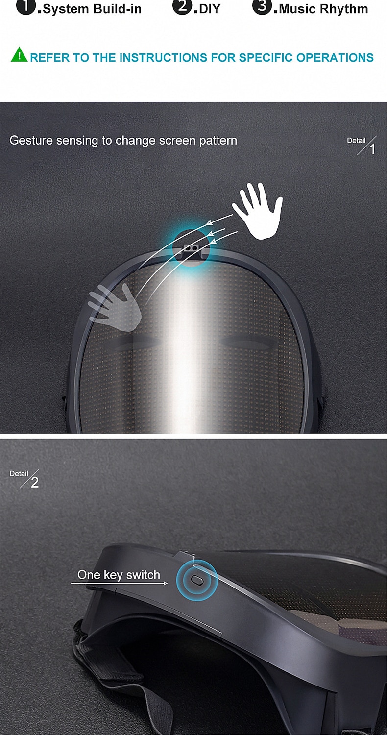 2025年 led mask hd with wifi bluetooth プログラマブル ハロウィン パーティー コスプレ 光るマスク マスカレード 最新  コレクション – $89.99 –P19
