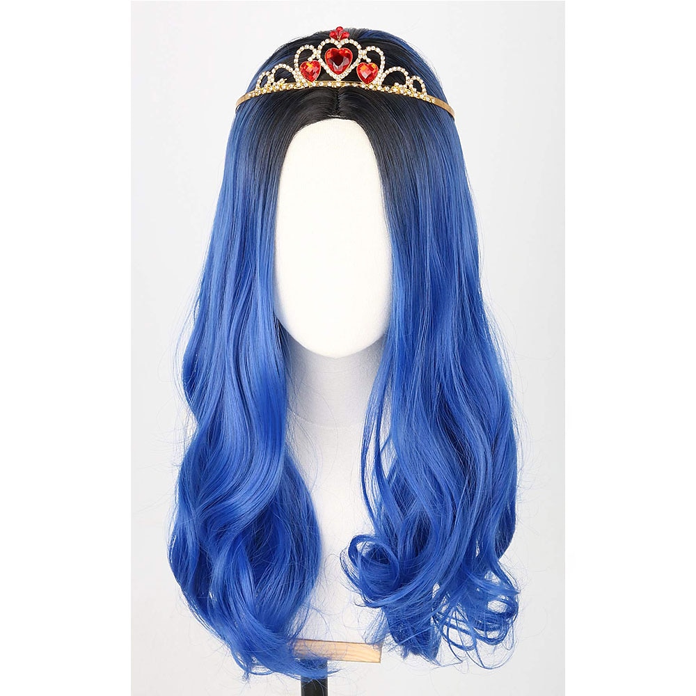 Kids Girls Topcosplay Blue Wig Long Wavy Carnival Costume Cosplay Wig with Black Roots for Dress Up Party 2025 - $29.99 –P8
