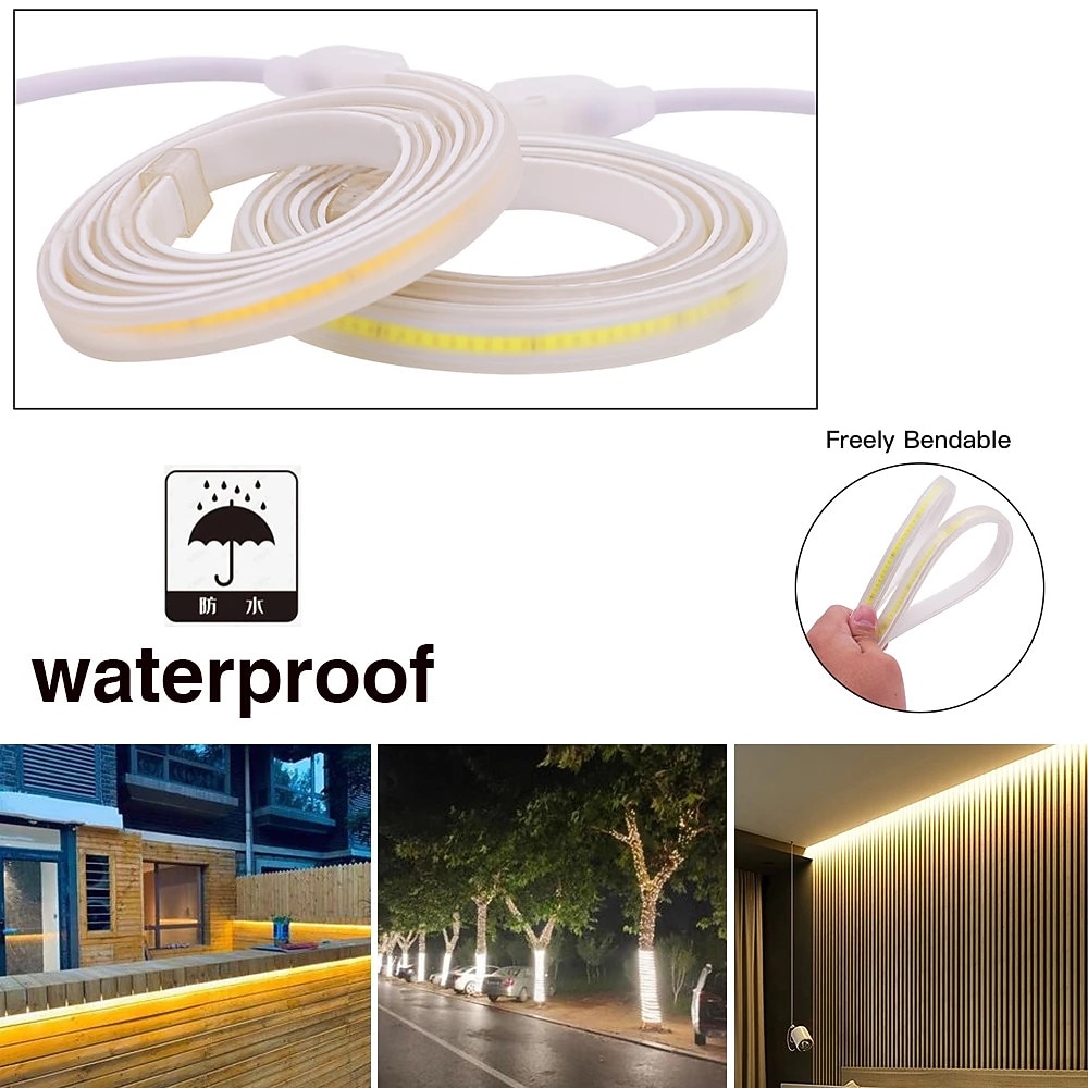 COB LED Strip Lights, 360 LEDs/m Waterproof Outdoor Decor, Flexible High-Brightness Ribbon Light, 3000K/4000K/6000K, 220V 2026 - $16.49 –P6