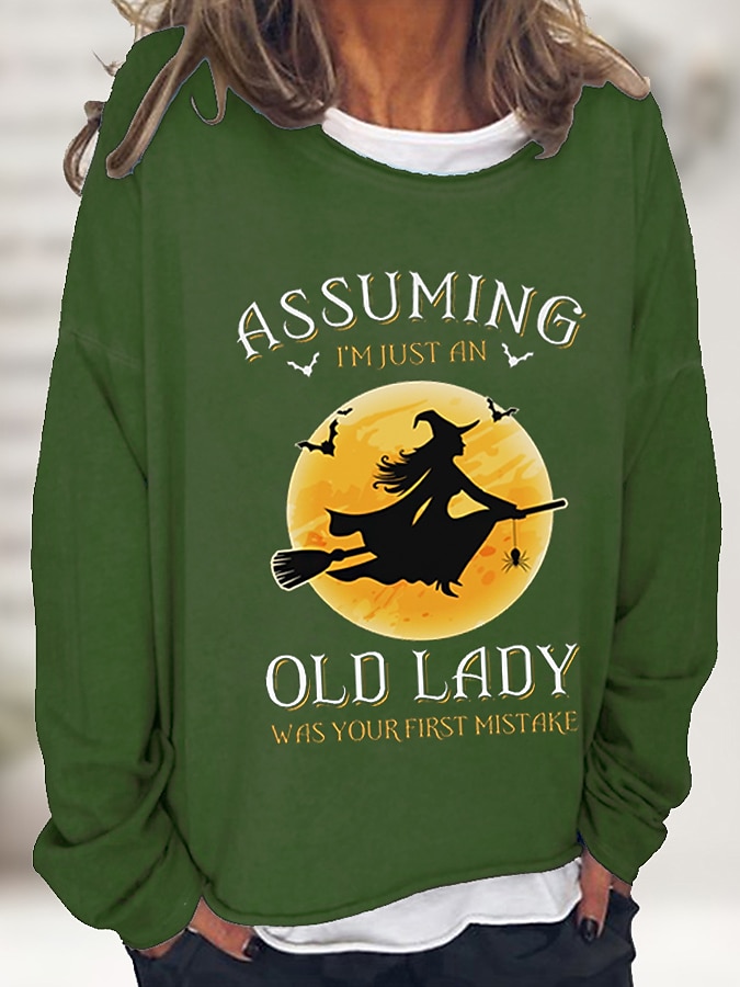 Sudadera de mujer de Halloween de mezcla de algodón con gráfico de letra estampado casual básico Halloween ajuste holgado cuello redondo de manga larga microelástico primavera otoño otoño e invierno 2025 - $9.99 –P4
