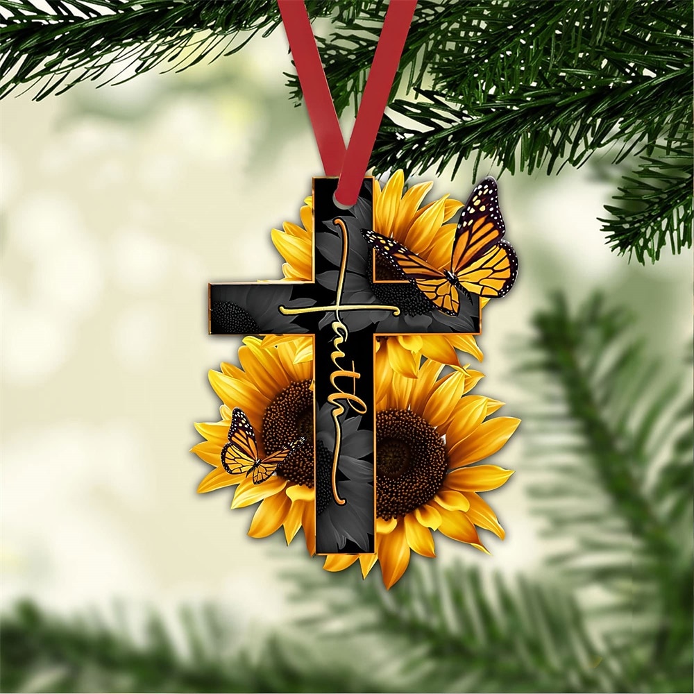 korsvinge gud tro ros rosig fjäril kristen minnesmärke jesus bil backspegel tillbehör julgran prydnad dekoration hängande charm interiör bakre hänge dekor gåva 2026 - $12.99 –P4
