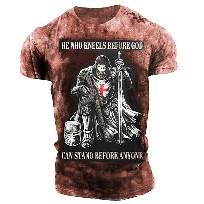 Hombre Cruz Templaria Soldier Camiseta Camisetas gráficas Camisetas con eslogan camiseta angustiada Manga Corta Camiseta Impresión 3D Cuello Barco Camisa Vintage Moda Design Exterior Casual Diario 2025 - NZ $25.29 –P3