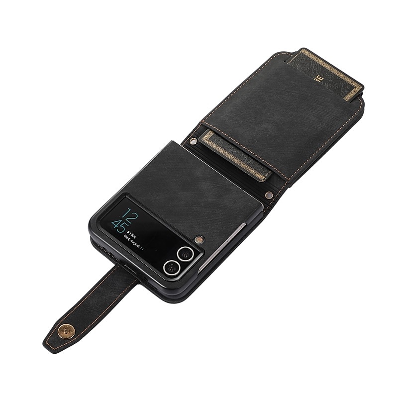τηλέφωνο tok Για Samsung Galaxy Z Flip 6 Z Flip 5 Z Flip 4 Z Flip 3 Θήκη κάρτας πορτοφολιού Φορητά Φερμουάρ με αφαιρούμενο χιαστί λουράκι Μονόχρωμο PU δέρμα 2025 - $21.99 –P4