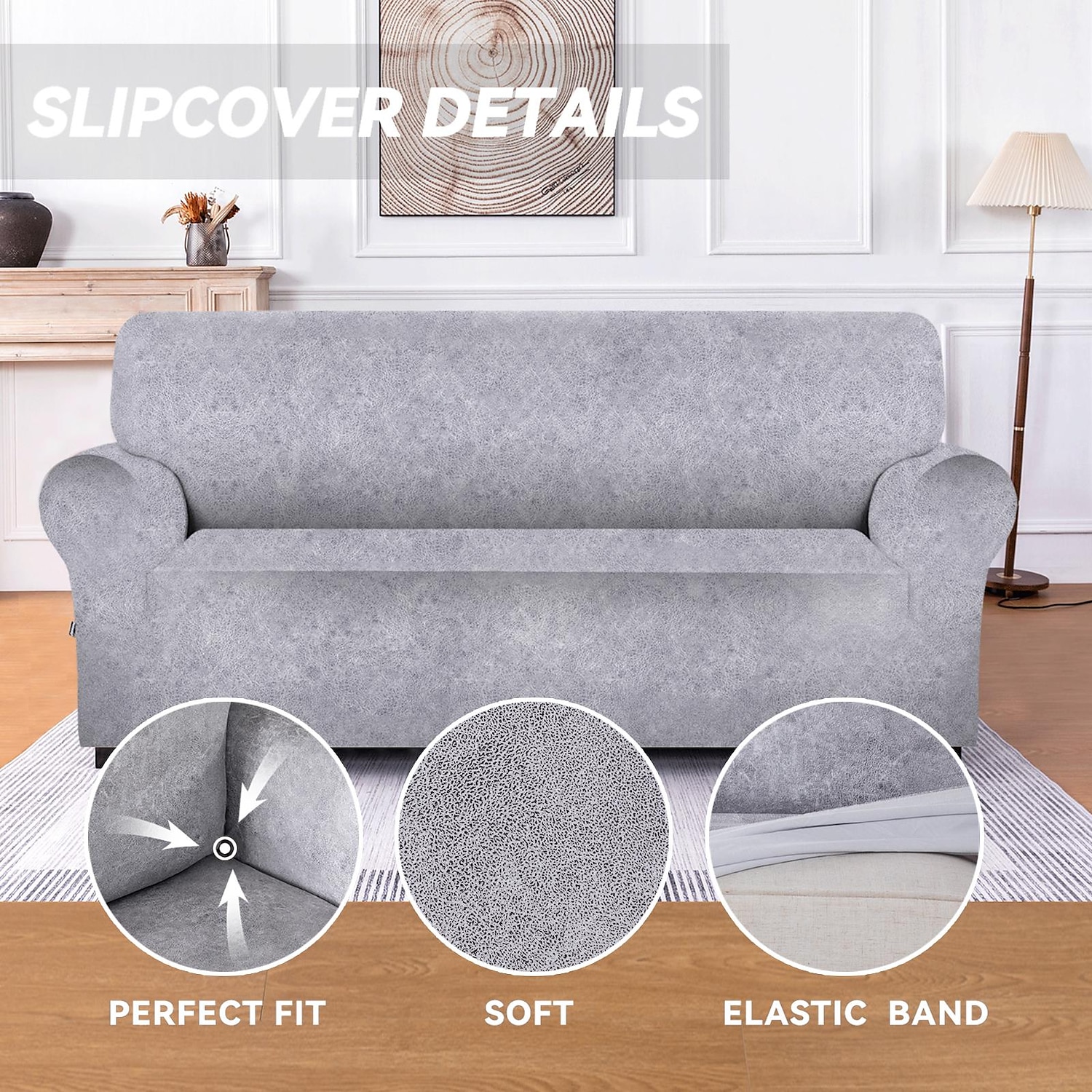 Stretch Leather Sofa Cover Sofa Slipcover Seat Cover for 3 Seater,Spandex Non Slip Soft Couch Sofa Cover Spandex Fabric, Washable Furniture Protector Elastic Bottom for Kids, Pets,Home Decor 2025 - $77.99 –P10