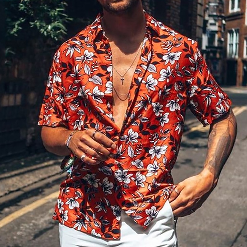Homme Floral Aloha Fleurs tropicales Chemise Chemise hawaïenne Manche Courte Chemise Col rabattu Sportif Mode Design Vacances Casual du quotidien Rouge Bleu Vert Autres imprimés S M L de 2025 ? $3.39 –P1