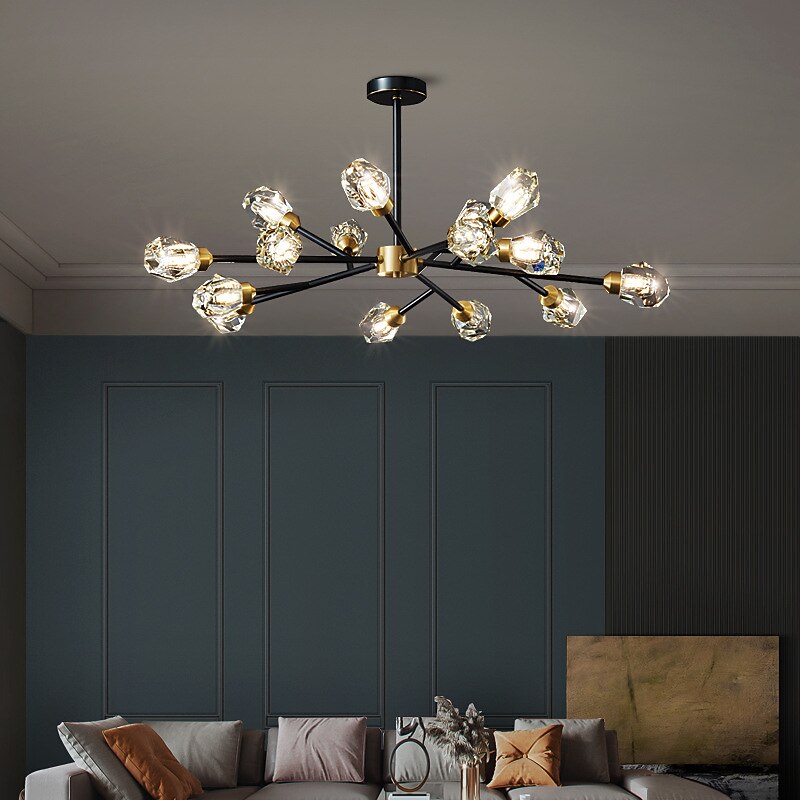 115/123 cm πολυέλαιος led κρυστάλλινος φωτιστικό οροφής χαλκού μοντέρνα τραπεζαρία σαλόνι 220-240v 2026 - $1088.63 –P1