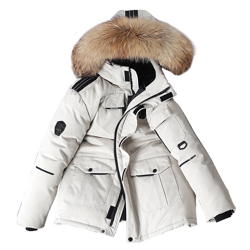 Per uomo piumino Piumino Parka Colletto di pelliccia Ufficio Da tutti i giorni Lungo Casual quotidiano Informale Tenere al caldo Inverno Colore puro Nero Bianco Rosso Piumino del 2025 a $73.99 –P5
