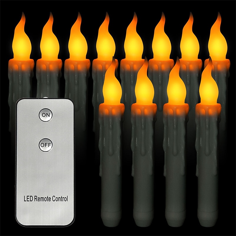 6/12 Uds velas led luces 6,5 pulgadas 16,5 cm velas cónicas led sin llama blancas velas cónicas colgantes que funcionan con pilas candelabros de batería parpadeantes para fiesta iglesia halloween 2025 - $23.19 –P17