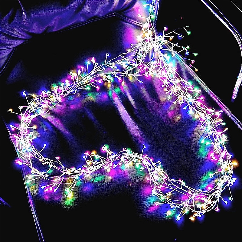 elegante Lichterkette mit 5 m 200 LEDs und Feuerwerkskörpern für Hochzeitsfeiern, 2 m 100 LEDs in Kupfer, wasserdichte Lichterkette mit Sternenhimmel für Schlafzimmer, Kranzdeko 2025 - $14.99 –P12
