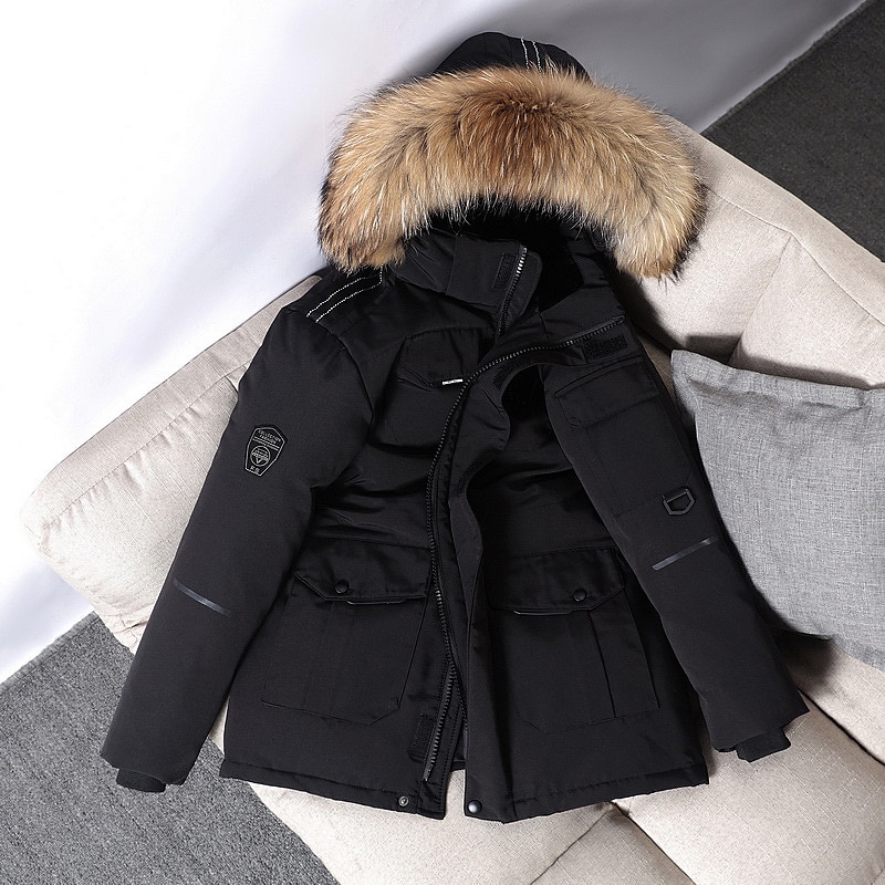 Per uomo piumino Piumino Parka Colletto di pelliccia Ufficio Da tutti i giorni Lungo Casual quotidiano Informale Tenere al caldo Inverno Colore puro Nero Bianco Rosso Piumino del 2025 a $73.99 –P4