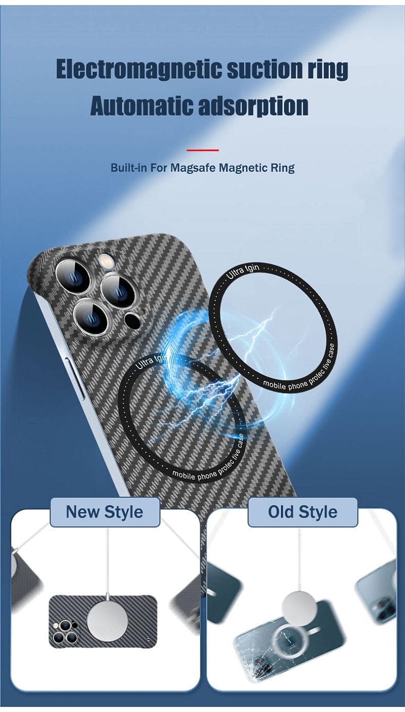 Phone Case For Apple iPhone 15 Pro Max Plus iPhone 14 Pro Max iPhone 13 Pro Max 12 11 Slim Case With Magsafe Ultra Thin Shockproof Carbon Fiber PC 2025 - $17.99 –P4