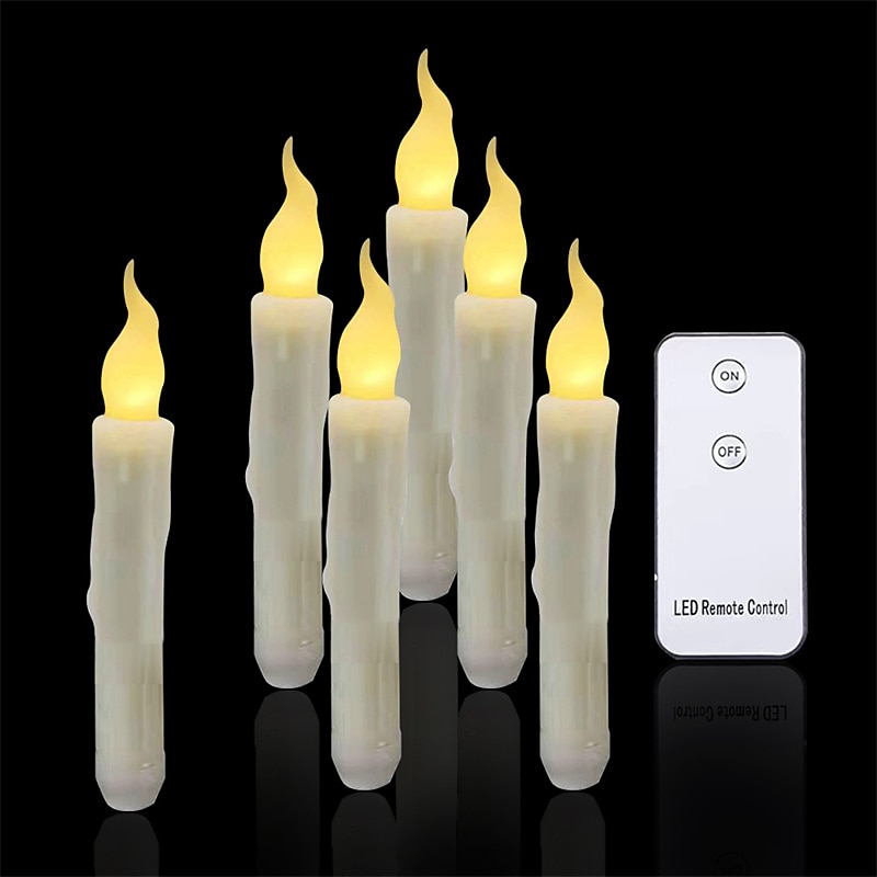 6/12 Uds velas led luces 6,5 pulgadas 16,5 cm velas cónicas led sin llama blancas velas cónicas colgantes que funcionan con pilas candelabros de batería parpadeantes para fiesta iglesia halloween 2025 - $23.19 –P15