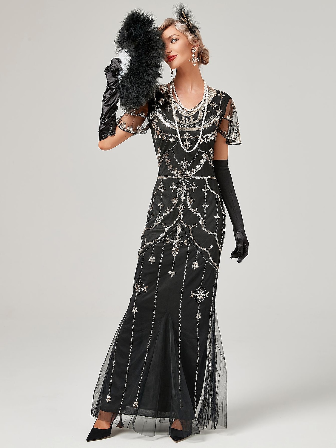 Ordító 20-as évek 1920-as évek Koktélruha Flapper ruha Ruhák Álarcosbál Szabályos A nagy Gatsby Charleston Esküvői Vendég Flitter Női Mindszentek napja Farsang Álarcos mulatság Farsang Esküvő Esküvői 2025 - $9.99 –P5