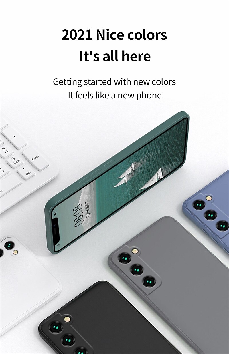 Phone Case For Samsung Galaxy S24 S23 S22 S21 S20 Plus Ultra S9 Plus A12 A32 A52 A13 S25 Ultra Liquid Silicone Case Slim Anti-Scratch Soft Edges Solid Colored Silica Gel 2025 - $9.99 –P11
